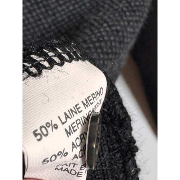 Vintage Modango Sweater Mens XL Black Gray Merino Wool Blend Long Sleeve Polo - Picture 13 of 15